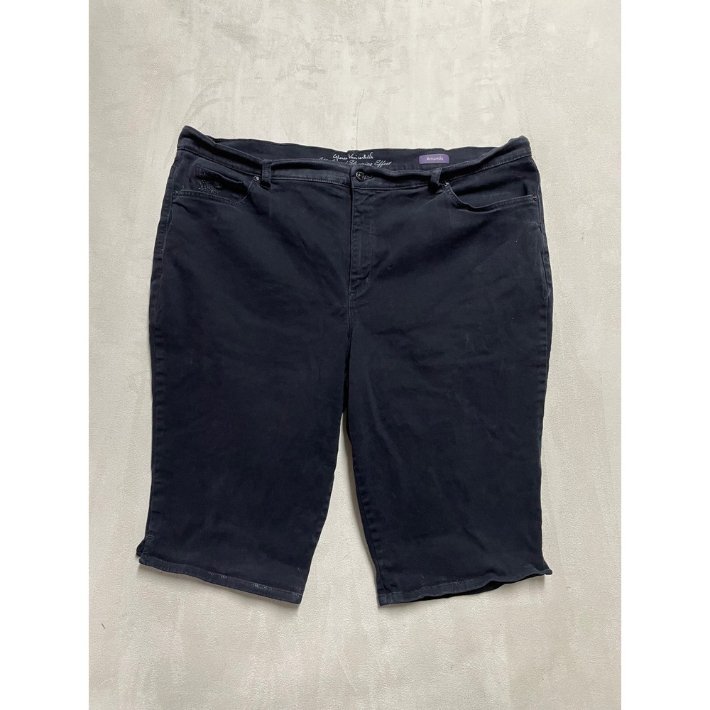 Gloria Vanderbilt Amanda Black Bermuda Denim Shorts Womens 24W Slimming Effect